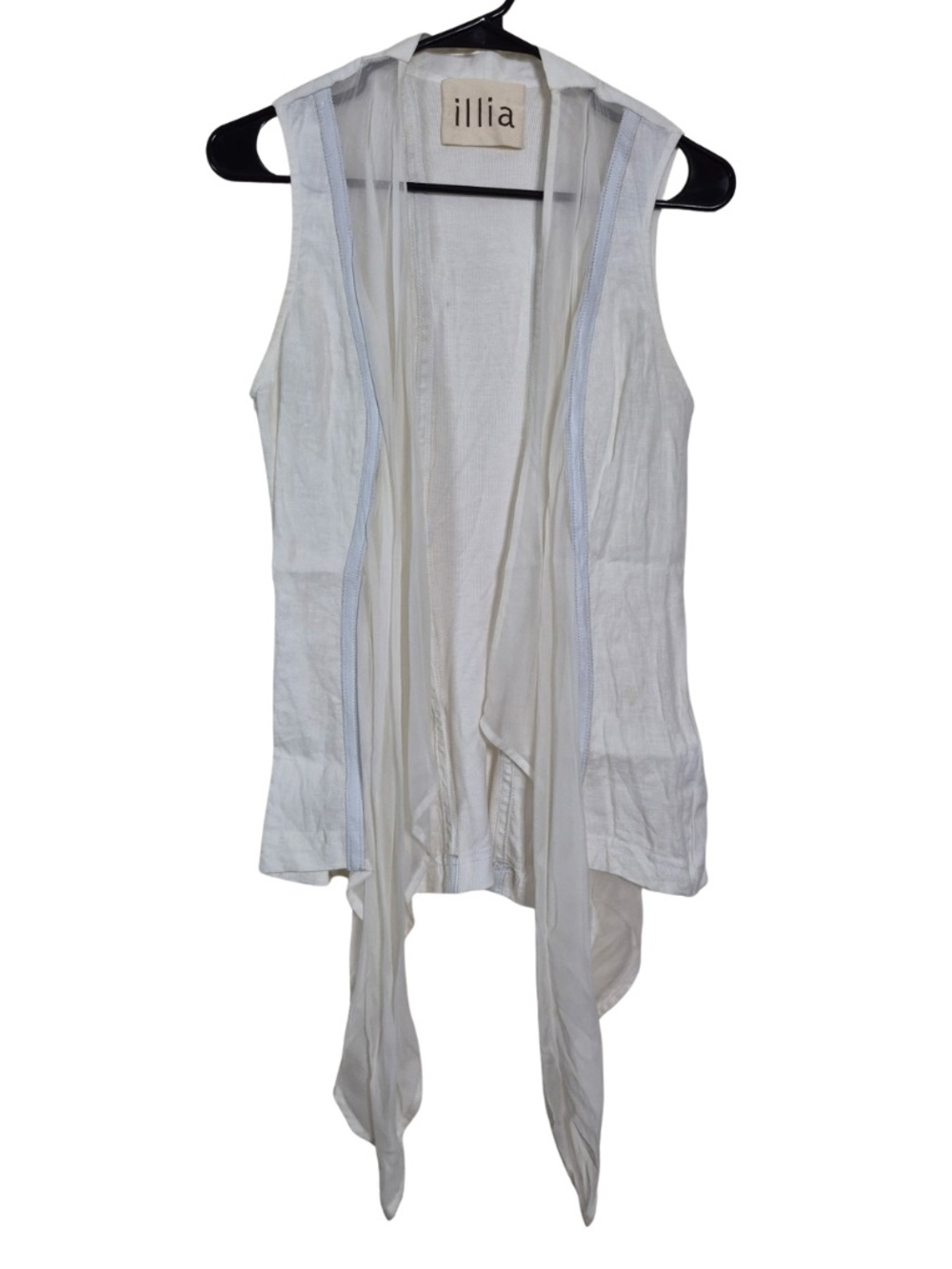 Vintage ILLIA Leather Trim Linen and Silk Tunic Vest